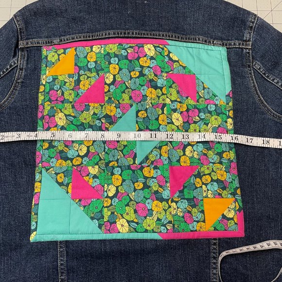 GAP Womens L Denim Jacket with Handmade Patchwork Panel - Picture 5 of 10